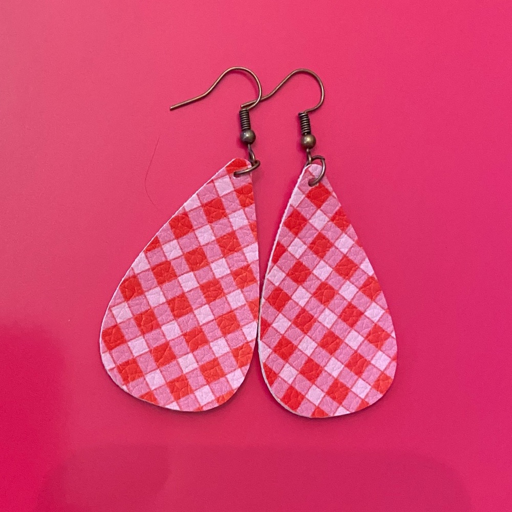 Valentines faux leather ear rings